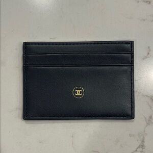 CHANEL Navy Blue and Gold Card Holder